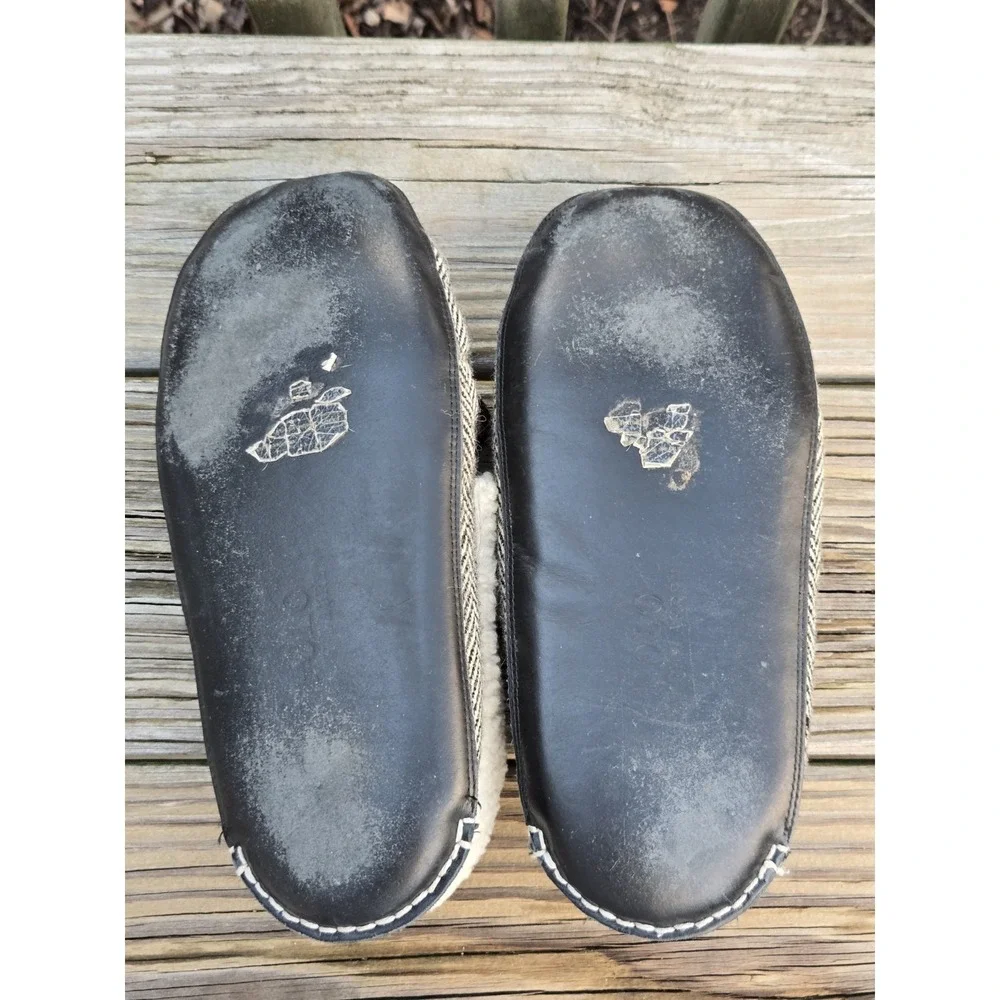Polo Ralph Lauren Herringbone Yarmond Slippers Shearing Leather Men's Sz 8
